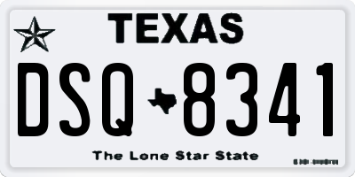 TX license plate DSQ8341