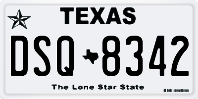 TX license plate DSQ8342