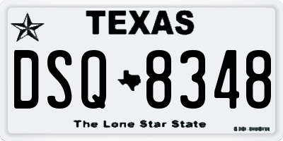 TX license plate DSQ8348