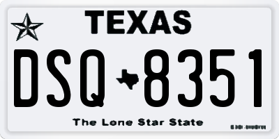 TX license plate DSQ8351