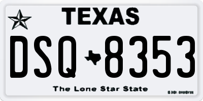 TX license plate DSQ8353