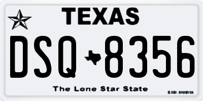 TX license plate DSQ8356