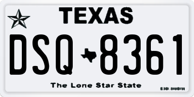TX license plate DSQ8361