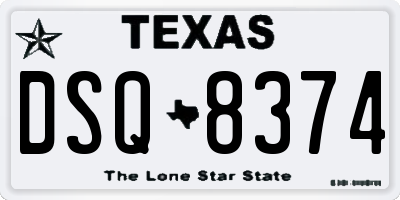 TX license plate DSQ8374