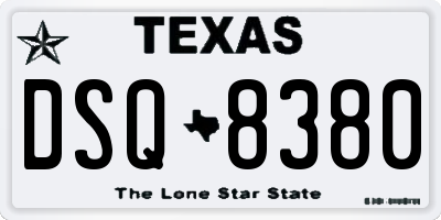 TX license plate DSQ8380