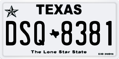 TX license plate DSQ8381