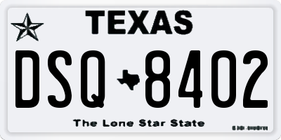 TX license plate DSQ8402
