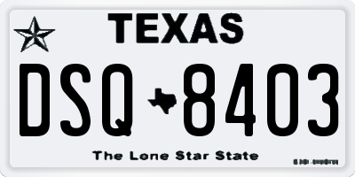 TX license plate DSQ8403