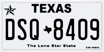 TX license plate DSQ8409