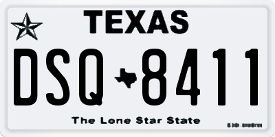 TX license plate DSQ8411