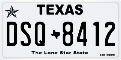 TX license plate DSQ8412