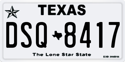 TX license plate DSQ8417