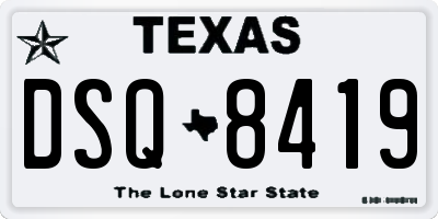 TX license plate DSQ8419