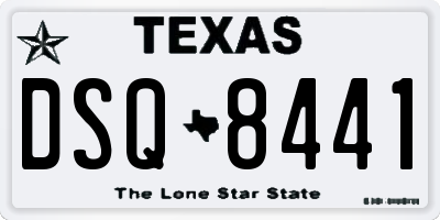 TX license plate DSQ8441