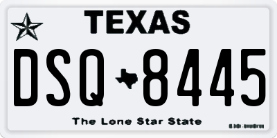 TX license plate DSQ8445