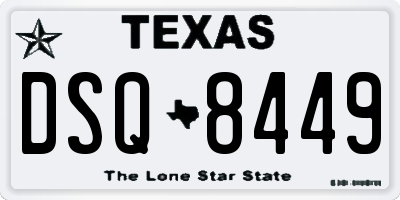 TX license plate DSQ8449
