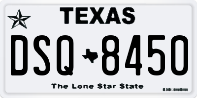 TX license plate DSQ8450
