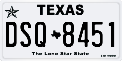 TX license plate DSQ8451