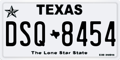 TX license plate DSQ8454