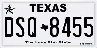 TX license plate DSQ8455