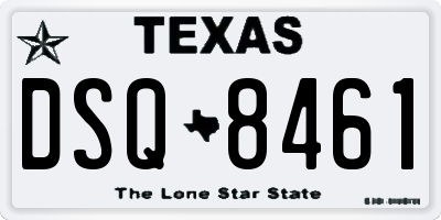 TX license plate DSQ8461