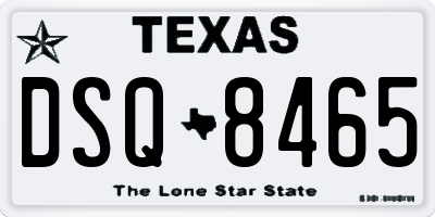 TX license plate DSQ8465