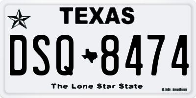 TX license plate DSQ8474