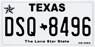 TX license plate DSQ8496