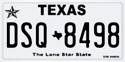 TX license plate DSQ8498