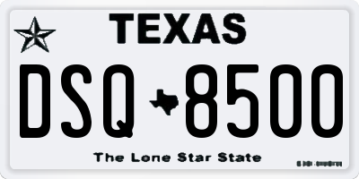 TX license plate DSQ8500