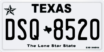 TX license plate DSQ8520