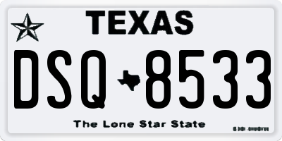 TX license plate DSQ8533