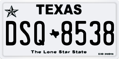 TX license plate DSQ8538