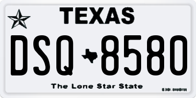 TX license plate DSQ8580