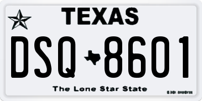 TX license plate DSQ8601