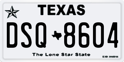 TX license plate DSQ8604