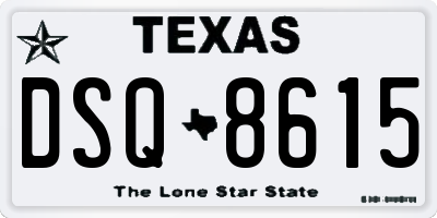 TX license plate DSQ8615