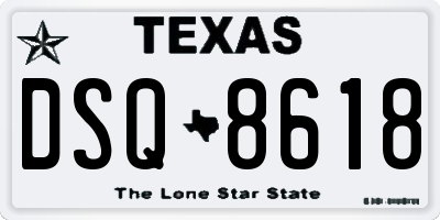 TX license plate DSQ8618