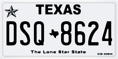 TX license plate DSQ8624