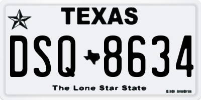 TX license plate DSQ8634