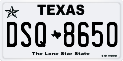 TX license plate DSQ8650