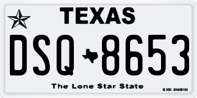 TX license plate DSQ8653