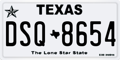 TX license plate DSQ8654