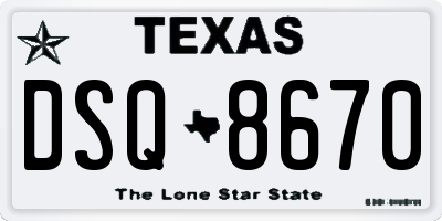 TX license plate DSQ8670
