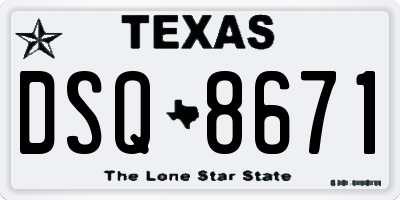 TX license plate DSQ8671