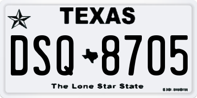 TX license plate DSQ8705