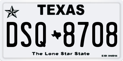 TX license plate DSQ8708
