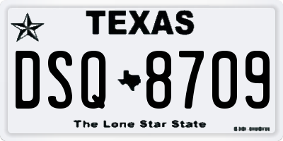 TX license plate DSQ8709