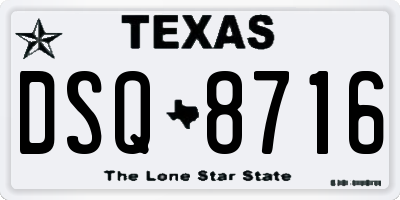 TX license plate DSQ8716