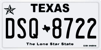 TX license plate DSQ8722